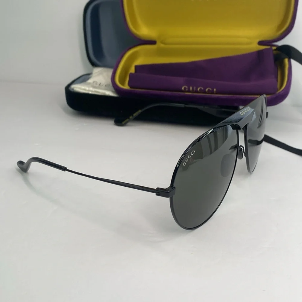 New Authentic Gucci Black Aviator Sunglasses GG0908S-004 65